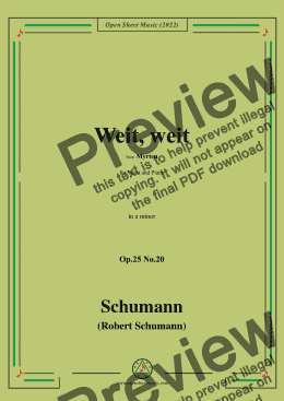 page one of Schumann-Weit,weit,Op.25 No.20,from Myrten,in a minor,for Voice and Piano