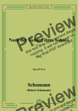 page one of Schumann-Nach der Geburt ihres Sohnes,Op.135 No.2 in G Major,for Voice and Piano