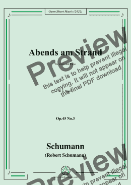 page one of Schumann-Abends am Strand,Op.45 No.3,in G Major,for Voice and Piano