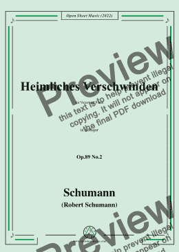 page one of Schumann-Heimliches Verschwinden,Op.89 No.2 in AMajor,for Voice and Piano