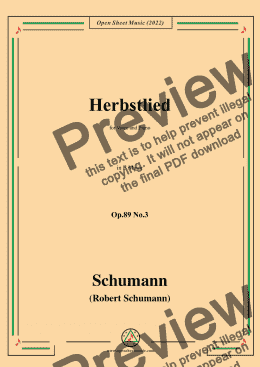 page one of Schumann-Herbstlied,Op.89 No.3 in E Major,for Voice and Piano