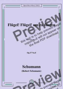 page one of Schumann-Flugel!Flugel!um zu fliegen,Op.37 No.8,in g sharp minor,for Voice and Piano