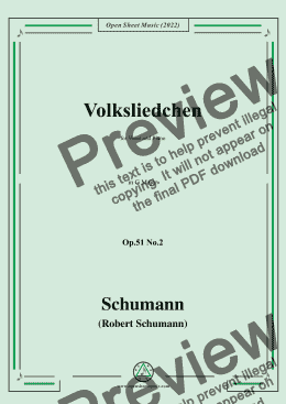 page one of Schumann-Volksliedchen,Op.51 No.2,in G Major,for Voice and Piano