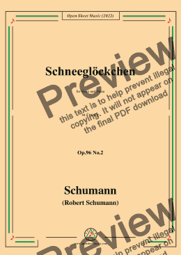 page one of Schumann-Schneeglockchen,Op.96 No.2,in f minor,for Voice and Piano