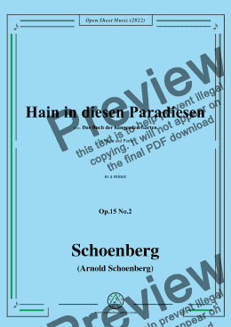 page one of Schoenberg-Hain in diesen Paradiesen,in a minor,Op.15 No.2