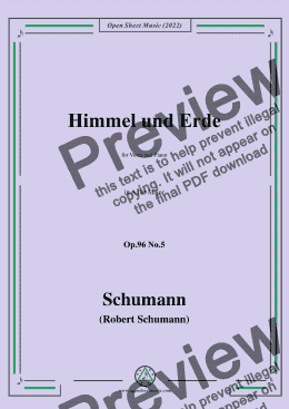 page one of Schumann-Himmel und Erde,Op.96 No.5,in A flat Major,for Voice and Piano