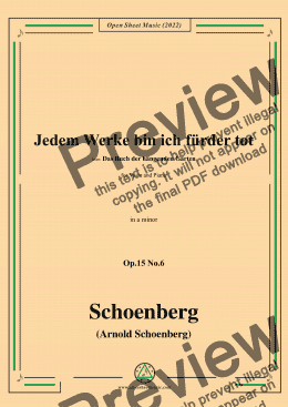 page one of Schoenberg-Jedem Werke bin ich fürder tot,in a minor,Op.15 No.6