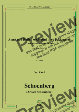 page one of Schoenberg-Angst und Hoffen wechselnd mich beklemmen,in a minor,Op.15 No.7