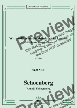 page one of Schoenberg-Wir bevölkerten die abenddüstern Lauben,in a minor,Op.15 No.15