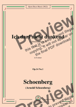 page one of Schoenberg-Ich darf nicht dankend,in b minor,Op.14 No.1,from Zwei Lieder