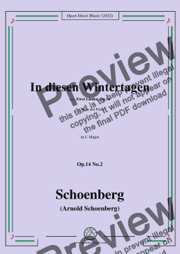 page one of Schoenberg-In diesen Wintertagen,in C Major,Op.14 No.2,from Zwei Lieder