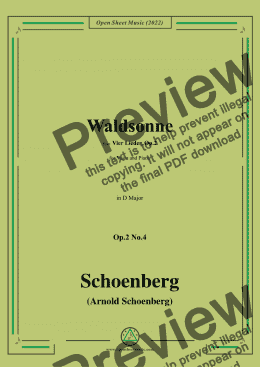 page one of Schoenberg-Waldsonne,in D Major,Op.2 No.4