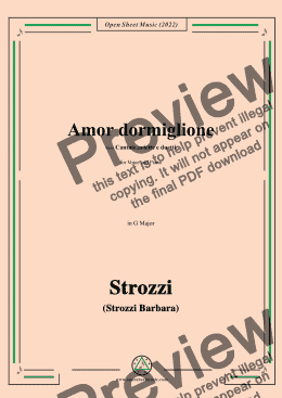 page one of Strozzi-Amor dormiglione,from Cantate,ariette e duetti,in G Major