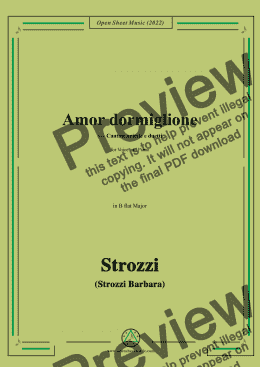 page one of Strozzi-Amor dormiglione,from Cantate,ariette e duetti,in B flat Major