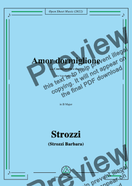 page one of Strozzi-Amor dormiglione,from Cantate,ariette e duetti,in B Major