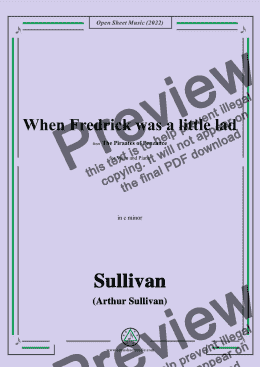 page one of Sullivan-When Fredrick was a little lad,in c minor