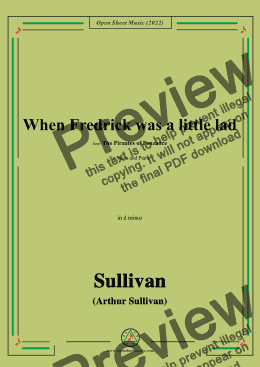 page one of Sullivan-When Fredrick was a little lad,in d minor