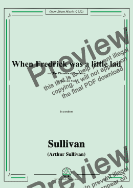 page one of Sullivan-When Fredrick was a little lad,in e minor