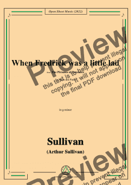 page one of Sullivan-When Fredrick was a little lad,in g minor