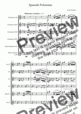 page one of "Spanish Polonaise" for Clarinet Choir