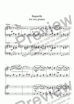 page one of Bagatelle for two pianos