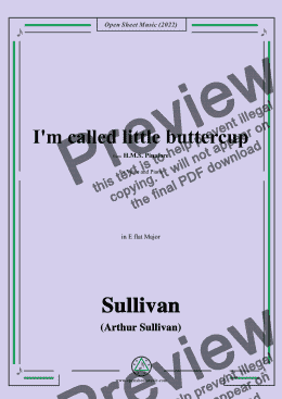 page one of Sullivan-I'm called little buttercup,in E flat Major