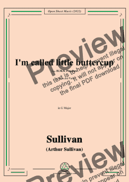 page one of Sullivan-I'm called little buttercup,in G Major