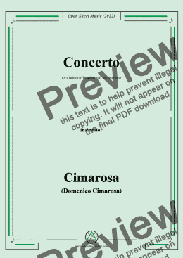 page one of Cimarosa-Concerto,in c minor,for Clarinet(or Trumpet) in B flat and Piano