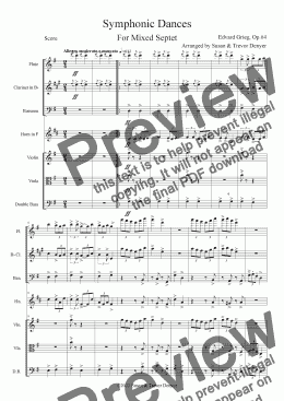 page one of Symphonic Dances - Mixed Septet - Grieg - Score