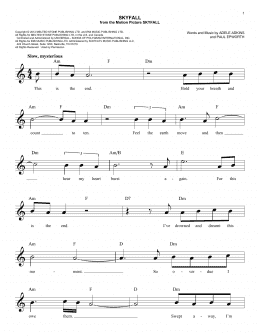 page one of Skyfall (Easy Lead Sheet / Fake Book)