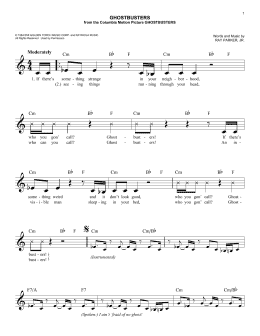 page one of Ghostbusters (Easy Lead Sheet / Fake Book)