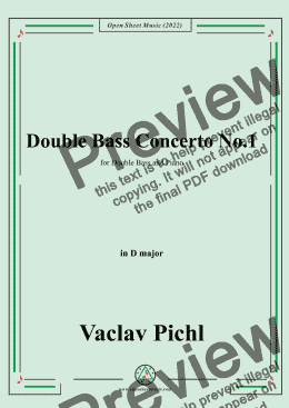 page one of Vaclav Pichl-Double Bass Concerto No.1,in D major