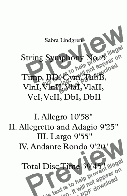 page one of String Symphony No. 5  III. Largo