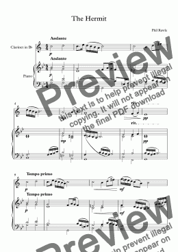 page one of The Hermit - Clarinet Solo