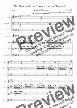 page one of The Dance of the Hours - Delibes - Mixed Septet - Score