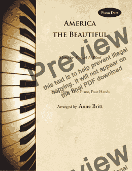 page one of America the Beautiful