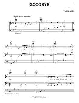 page one of Goodbye (Piano, Vocal & Guitar Chords (Right-Hand Melody))