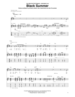 page one of Black Summer (Guitar Tab)