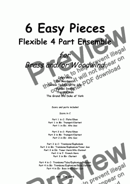 page one of 6 Easy Pieces for Flexible 4 Part Ensemble