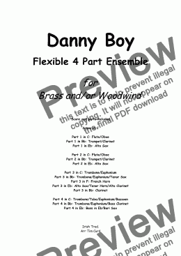 page one of Danny Boy for Flexible 4 Part Ensemble