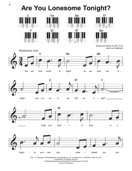 page one of Are You Lonesome Tonight? (Super Easy Piano)