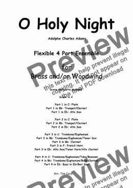 page one of O Holy Night for Flexible 4 Part Ensemble