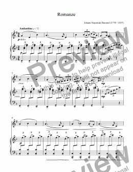 page one of Hummel, Johann - Romanze, ABRSM grade 5, list A, Time pieces for trumpet, Vol.3 for trumpet Bb & piano