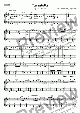page one of Tarantella op. 100, no. 20 for little accordion