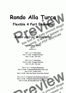 page one of Rondo Alla Turca for Flexible 4 Part Ensemble