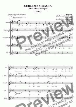 page one of SUBLIME GRACIA SSAA - Partitura completa