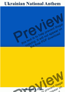 page one of Ukrainian National Anthem (Щс нс вмсрла України ні слава, ні воля) for Harmonica & Piano