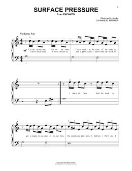 page one of Surface Pressure (from Encanto) (Beginning Piano Solo)