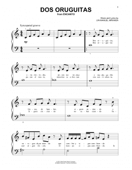 page one of Dos Oruguitas (from Encanto) (Beginning Piano Solo)