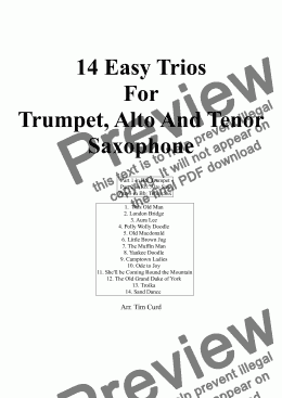 page one of 14 Easy Trios for Trumpet, Alto and Tenor Saxophone